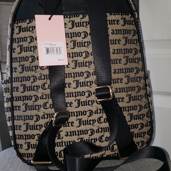 Juicy Couture Large Monogram Black/Tan Backpack NWT - Picture 4 of 10